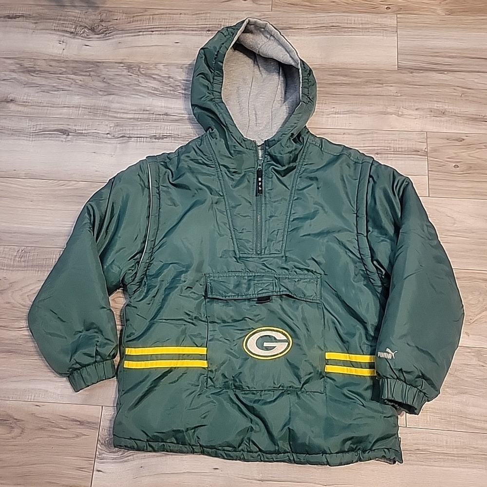 Vintage Green Bay Packers Jacket NFL Football Coat Puma Youth‎ Large 14-16